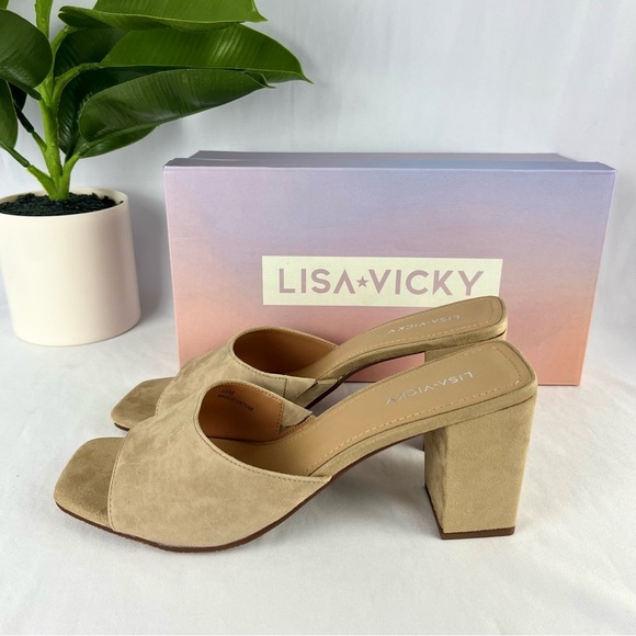 LISA AND VICKY Womens Faux Suede Open Toe Blocky Heel Size 10 - Picture 2 of 9